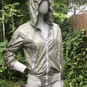 Vintage parachute hoodie in silver by Diesel